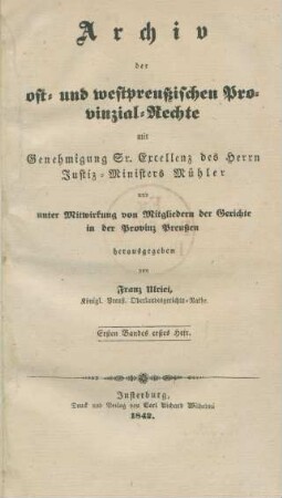 11842,1: Archiv der ost- und westpreussischen Provinzial-Rechte
