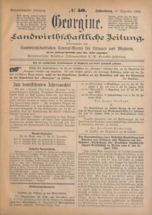 Einundsechzigster Jahrgang. No. 50. Insterburg, 14. Dezember 1893.