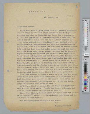 Brief an Hugo Sieker