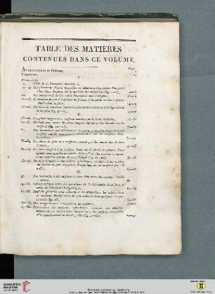 Table des matiéres contenues dans ce volume