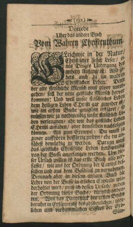 Vorrede Uber das andere Buch Vom Wahren Christenthum