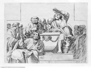 Vita di San Diego, dipinta nella Cappella di S. Giacomo de Spagnoli ..., Tafel 9: Die Apostel am Grabe Marias