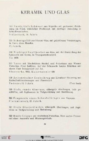 Keramik und Glas (Nr. 314-339)