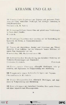 Keramik und Glas (Nr. 314-339)