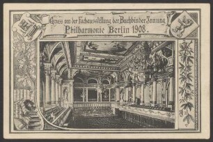 Ansichtskarte "Fachausstellung der Buchbinder Innung", Philharmonie Berlin
