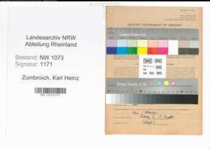 Entnazifizierung Karl Heinz Zumbroich , geb. 10.09.1905 (Landwirt)