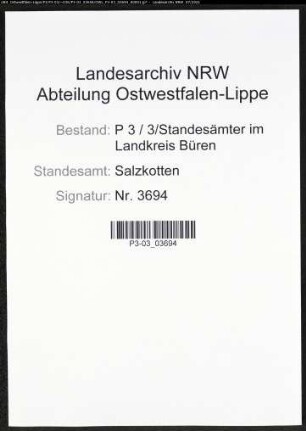 Heiratsregister Standesamt Salzkotten