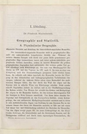 A. Physikalische Geographie