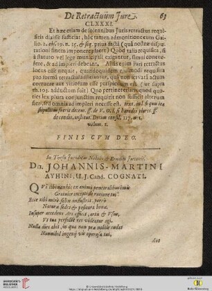 In theses juridicas nobilis & eruditi juvenis, Dn. Johannis - Martini Ayhini, U. J. Cand. cognati
