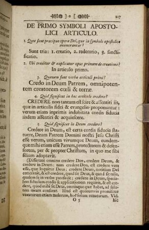 De Primo Symboli Apostolici Articulo. - De Secundo Symboli Apostolici Articulo.