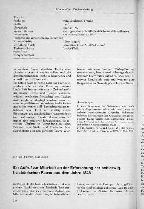 Ein Aufruf zur Mitarbeit an der Erforschung der schleswig-holsteinischen Fauna aus dem Jahre 1848.