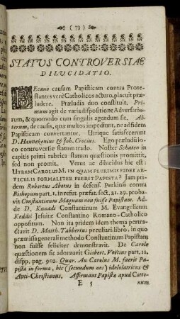 Status Controversiæ Dilucidatio.