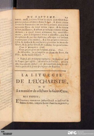 La Liturgie de L'eucharistie