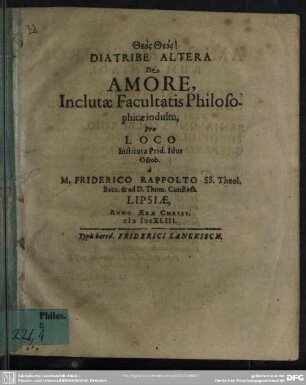 Diatribe II. de amore