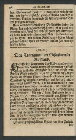 (XLIX.) Das Tractament der Gesandten in Rußland.