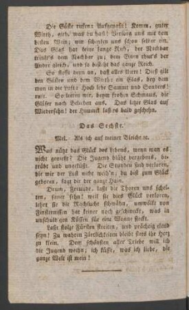 Das Sechste. Mel. Als ich auf meiner Bleiche [et]c.