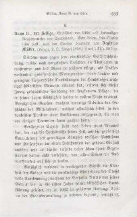 333-339 [Rezension] Müller, Aegidius, Anno II der Heilige, Erzbischof von Koeln und dreimaliger Reichsverweser von Deutschland