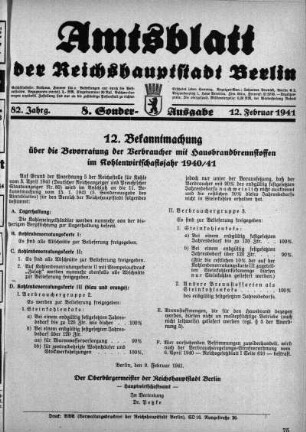 8. Sonderausgabe, 12. Februar 1941
