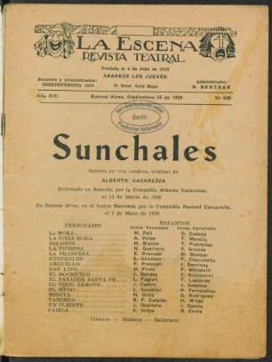 Sunchales : sainete en tres cuadros