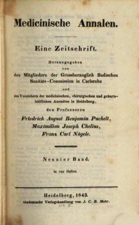 Medicinische Annalen. 9. 1843