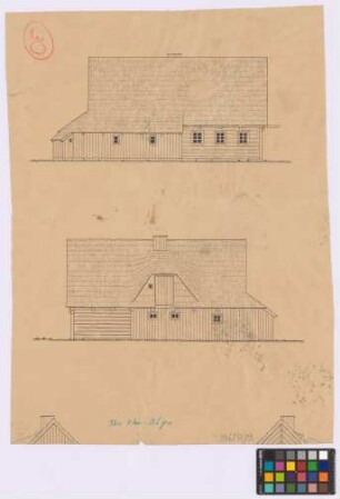 Ober-Kleinaupa (Riesengebirge): Haus Tippelt, Nummer 36. Haupthaus (West-Seiten-Ansicht, Ost-Seiten-Ansicht)