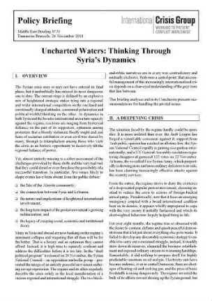 Uncharted waters: thinking through Syria's dynamics