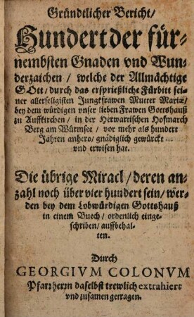 Mirakl des lobwürdigen Gotteshaus Aufkirchen