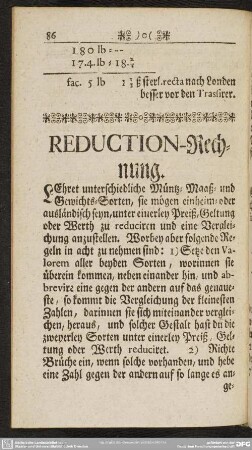 Reduction-Rechnung