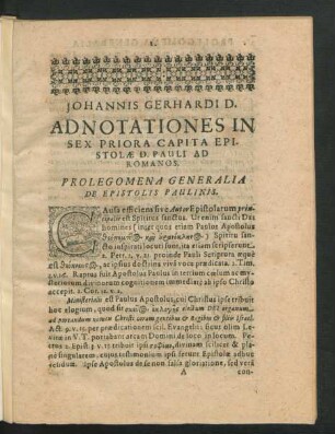 Prolegomena Generalia De Epistolis Paulinis.