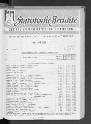 Verbraucherpreise in Hamburg im März 1964 : Lfd. Nr. 14