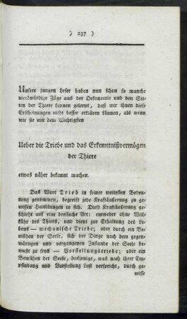 Über die Triebe und Erkenntnisvermögen der Thiere