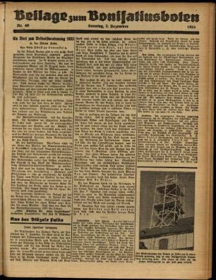Zweite Ausgabe vom Sonntag, den 03. Dezember 1933.