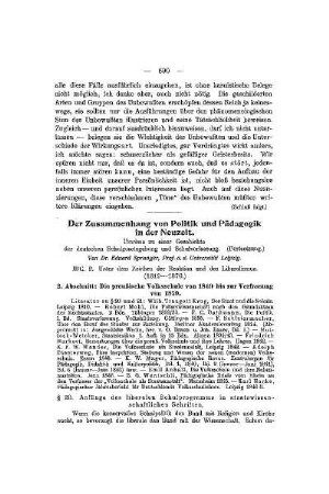 Der Zusammenhang von Politik und Pädagogik in der Neuzeit : Umrisse zu einer Geschichte der deutschen Schulgesetzgebung und Schulverfassung ; (Fortsetzung)