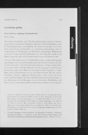 Geschichte griffig : Neue und neu aufgelegte Standardwerke