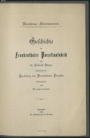 Geschichte der Frankenthaler Porzellanfabrik