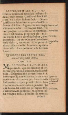 Quomodo Ignoratio Tollatur, et comparetur scientia. Caput XII.