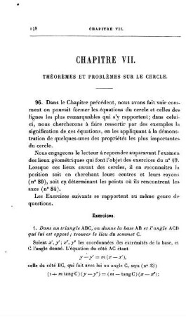 Chapitre VII. Théorémes et Problémes sur le Cercle.