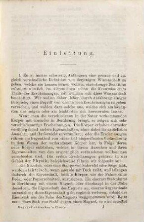 Regnault - Strecker's kurzes Lehrbuch der Chemie. 1,1, Kurzes Lehrbuch der anorganischen Chemie : 181 in den Text eingedr. Holtzschn.