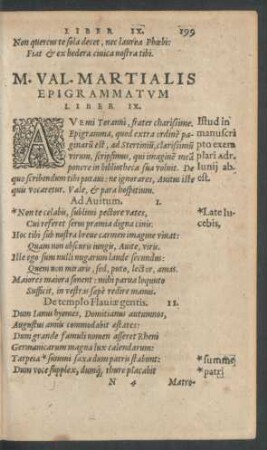 M. Val. Martialis Epigrammatum Liber IX.