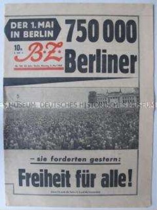 Umschlagblatt der West-Berliner Tageszeitung "BZ" u.a. zum 1. Mai 1960 in Berlin (West)