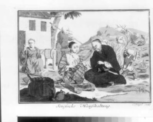 Chinesische Familie mit spielenden Kindern