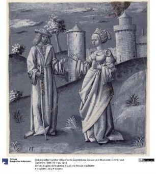 Allegorische Darstellung: Dichter und Muse oder Dichter und Gedanke