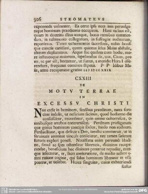 CXXIII De Motu Terrae In Excessu Christi