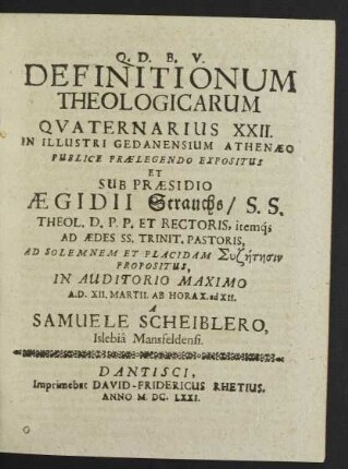 Definitionum Theologicarum Quaternarius XXII.