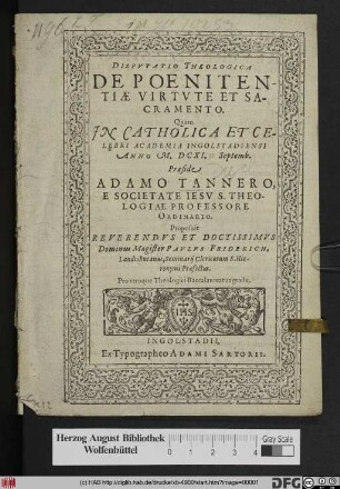 Disputatio Theologica De Poenitentiae Virtute Et Sacramento