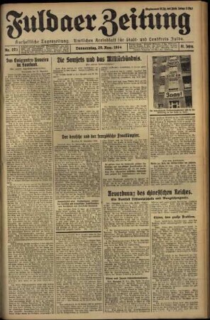 Erste Ausgabe vom Donnerstag, den 29. November 1934.
