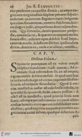 Cap. V.: Utilitas Ethica