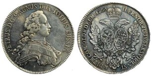 Albertustaler, Hzgl. Schleswig-Holstein-Gottorpische Linie, Karl Peter Ulrich (1739 - 1762), als Zar Peter III. von Russland, gest. 1762