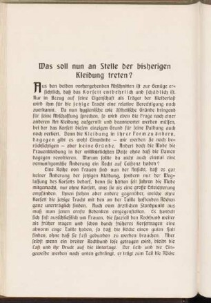 Was soll nun an Stelle der bisherigen Kleidung treten?