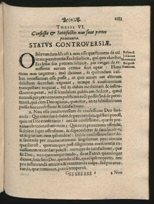 Thesis VI. Confessio & Satisfactio non sunt partes poenitentiae.